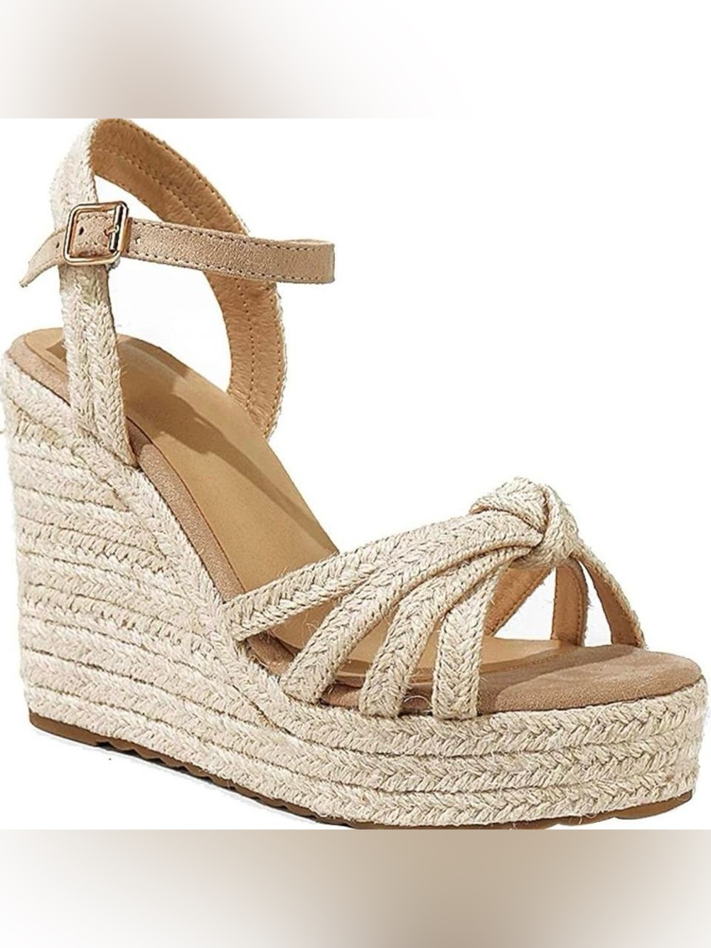 Woven Espadrille Wedge Sandal - Beige